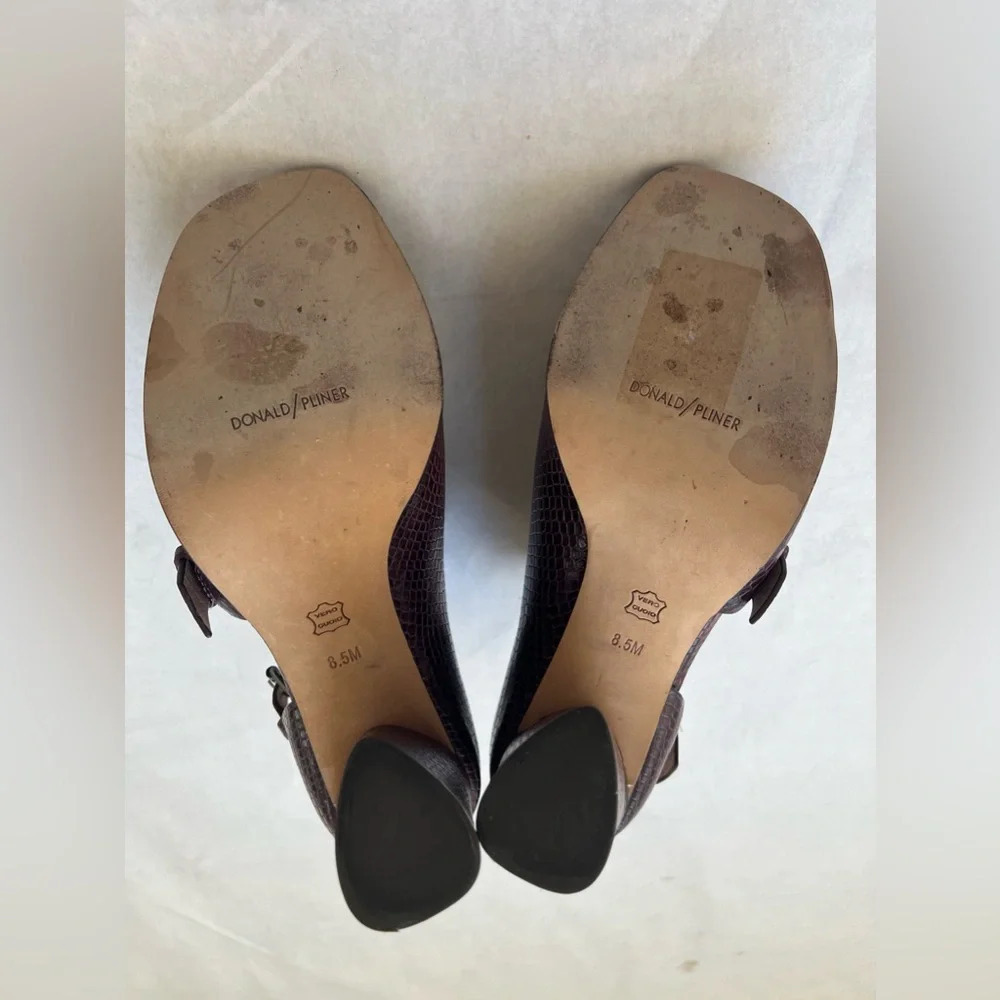 Donald Pliner Fouu snake print leather shooties sandals double strap heels 8,5 - Picture 8 of 9